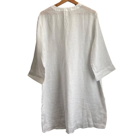Garnet Hill Women European Flax Linen Tunic Top Size XL Quiet Luxury Coastal - Picture 4 of 10
